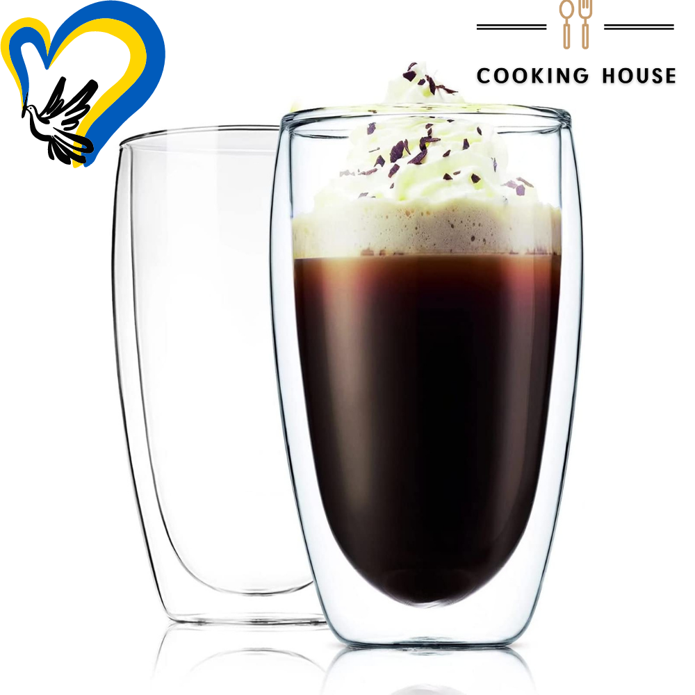 Набір склянок з подвійними стінками для американо, еспресо 450мл Cooking House 2шт, склянка з подвійним дном