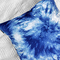 Подушка для дивана (бархат) сине-белые разводы, 45X45 см