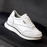 Білі шкіряні весняні кросівки, модні зручні кросівки натуральні кросівки 36 37 38