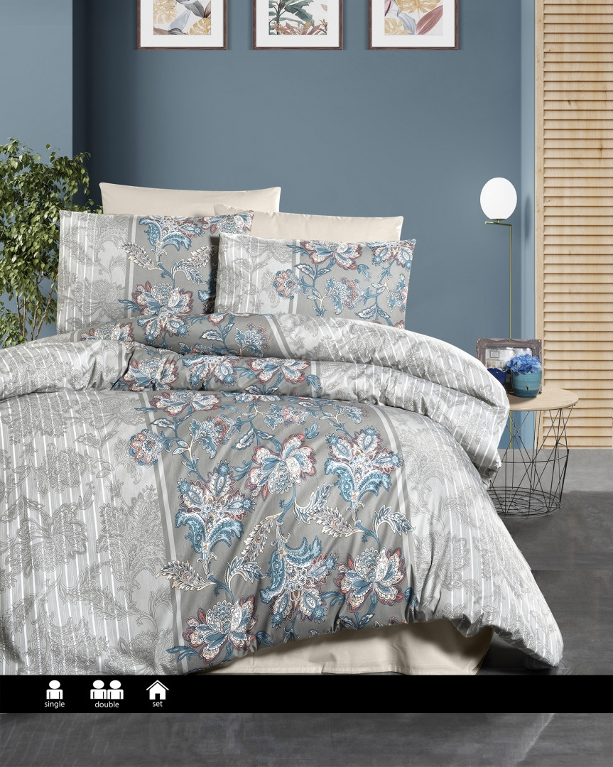 Сімейна Турецька Постільна білизна First Choice Polca Grey Ранфорс 160х220см (2шт)