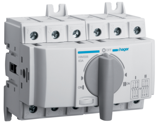Перемикач введення резерву HIM306 I-0-II 4P 63А Hager