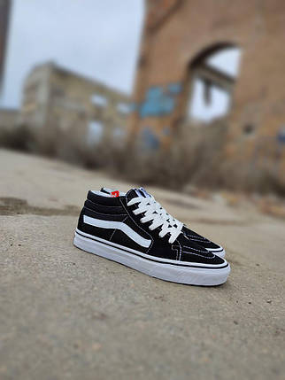 36 р VANS Old Skool HIGH Black / White Кеди Ванс високі унісекс замшеві чорні з білим, фото 1
