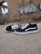 36 р VANS Old Skool HIGH Black / White Кеди Ванс високі унісекс замшеві чорні з білим, фото 5