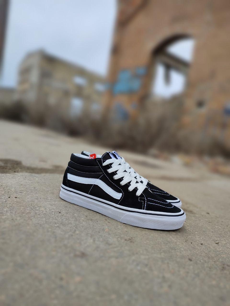 VANS Old Skool HIGH Black / White  Кеди Ванс високі унісекс замшеві чорні з білим