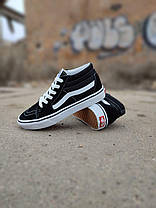 36 р VANS Old Skool HIGH Black / White Кеди Ванс високі унісекс замшеві чорні з білим, фото 4