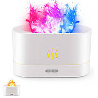 Ультразвуковой аромадиффузор с имитационным эффектом огненного пламени 7 цветов , USB белый на 180 мл. воды.