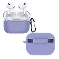 Силіконовий чохол для навушників Apple Airpods Pro 2 | чохол + какрабін | бузковий