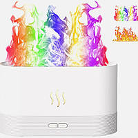 Ультразвуковой аромадиффузор с имитационным эффектом огненного пламени 9 цветов , USB черный на 180 мл. воды. Белый