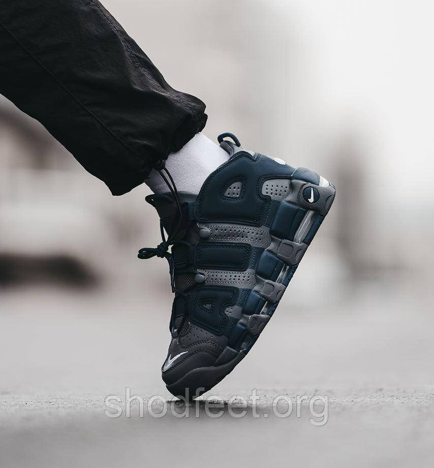 Чоловічі кросівки Nike Air More Uptempo Grey Blue, фото 1