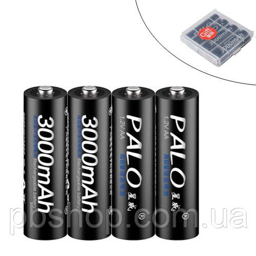 Акумулятор AA 1.2В 3000мАг, 4шт, Ni-MH, PALO, в боксі, фото 1