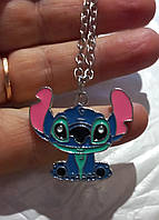 Кулон подвеска на серебристой цепочке колье металл STITCH стич пришелец инопланетянин монстр ушки подняты