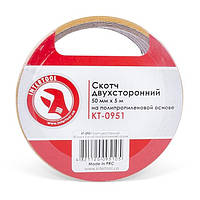 Скотч двосторонній 50 мм*5 м на поліпропіленовій основі INTERTOOL KT-0951