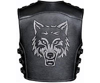 Кожаный жилет для байкера "Броня-Волк"