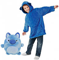 Толстовка детский плед халат с капюшоном и рукавами трансформер подушка зверушка UKC Huggle Pets Hoodie синий