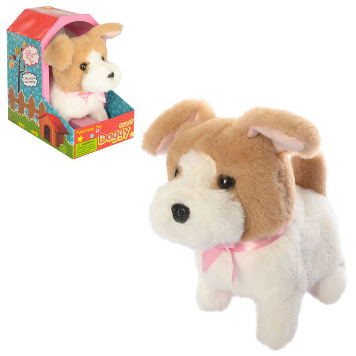 Собака MP 1939 (24шт) 16см, шнауцер, ходить, звук, м'яка, на бат-ці, в кір-ці, 12-19-16см