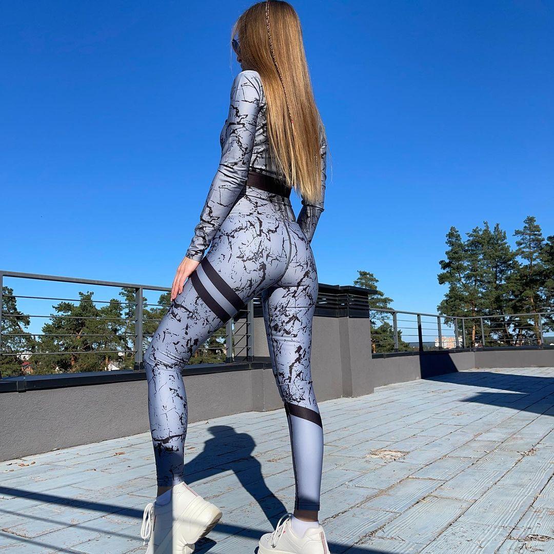 Лосини жіночі S, Мармур Сірий SuperStacy