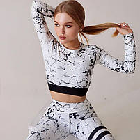 Комплект двойка: лосины и рашгард M, Мрамур Белый "SuperStacy", фото 4