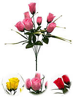 Искусственные цветы Букет Розы бутон, 7 голов, 440мм, микс