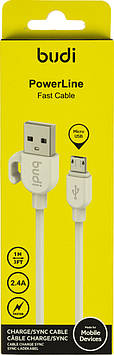 Кабель USB > microUSB Budi 2.4A 1м white №DC227M10W/Breidon/