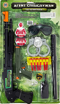 Набір поліцейського: рушниця,окуляри,пістолет,дубинка,наручники,на листі №M0259U/R(48)