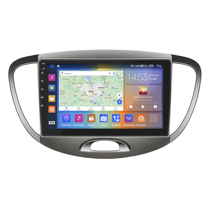 Штатна магнітола Lesko для Hyundai i10 I 2007-2013 екран 9" 4/64 Gb CarPlay 4G Wi-Fi GPS Prime Хюндай