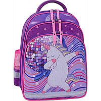 Школьный рюкзак с ортопедической мягкой спинкой "Единорог диско" Bagland Mouse 339 фиолетовый 503 (0051370)