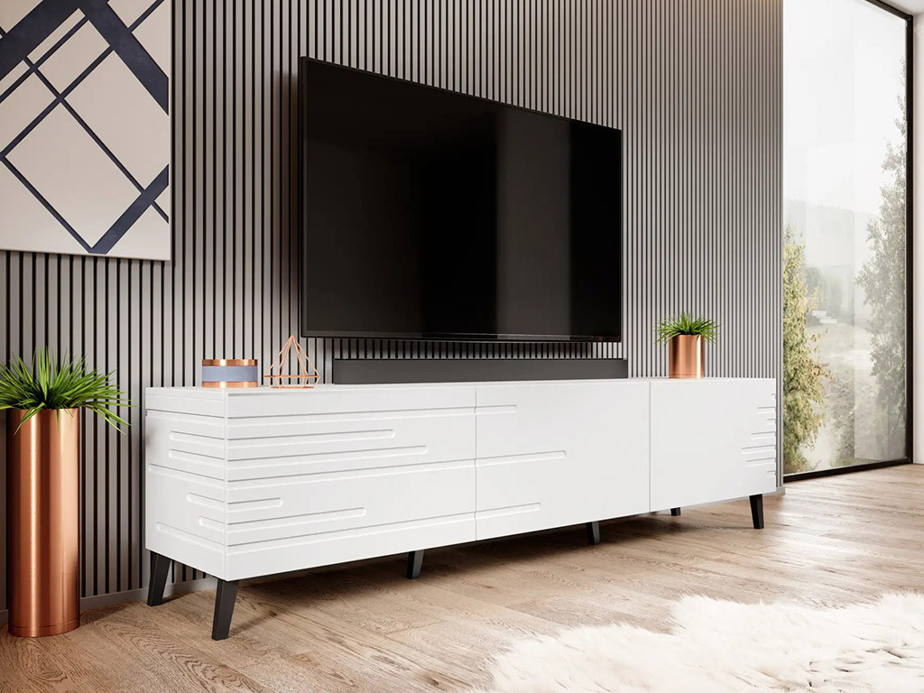 Тумба для телевізора Nova білий, чорний, чорний, фото 1