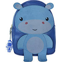 Детский дошкольный рюкзак Бегемот из экокожи синего цвета Bagland Animals 4 л каркасный 920 (0052391)