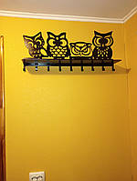 Вішалка металева для одягу з поличкою "Сови" 60 см