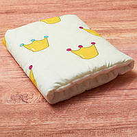 Подушка для кормления и укачивания новорожденных, на руку, хлопок и плюш Minky - короны на молочном