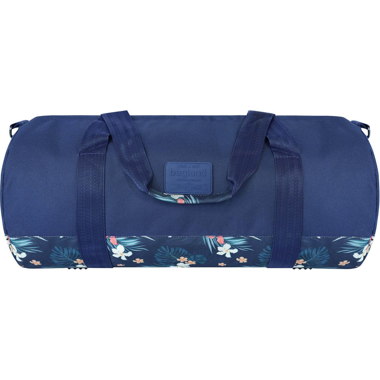 Спортивно-дорожня сумка жіноча Bagland Staff кругла з квітковим принтом 30 л синього кольору 103