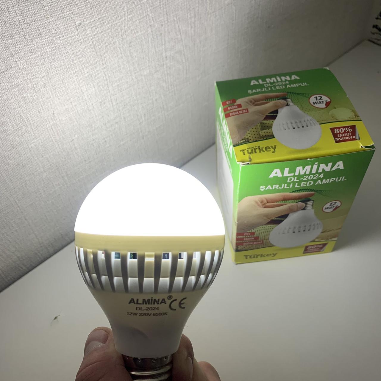 Аварійна лампочка-ліхтарик ALMINA DL-2024 з акумулятором 12 вт