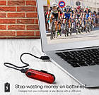 Вело габарит USB, перезарядний на COB діоді 50Лм на велосипед червоний VOLCANO 056, фото 3
