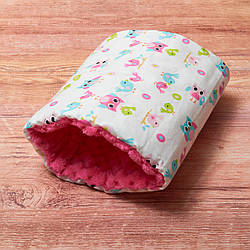 Подушка для годування та заколисування новонароджених, на руку, бавовна та плюш Minky - сови з рожевим плюшем