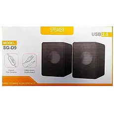 Колонки комп'ютерні з живленням від USB-порту SG-D9 чорні, Ролонки для ноутбука, фото 5