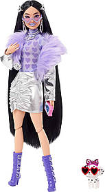 Лялька Барбі Екстра Barbie Extra брюнетка в срібному вбранні HHN07