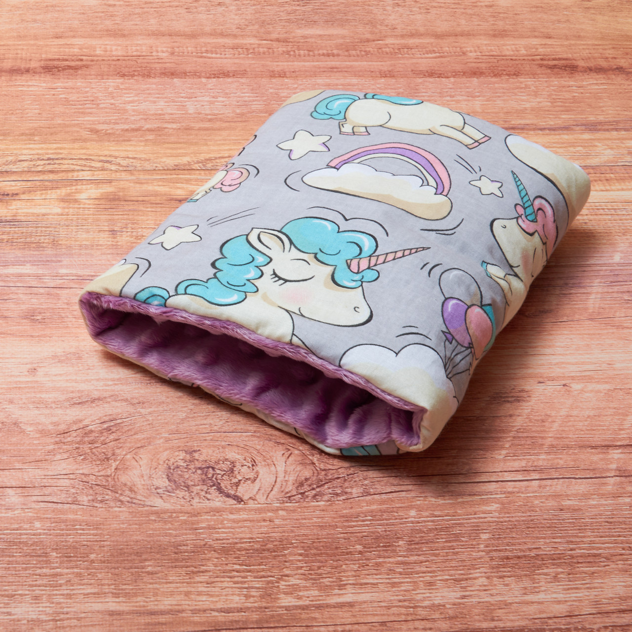 Подушка для годування та заколисування новонароджених, на руку, бавовна та плюш Minky - єдинороги з фіолетовим плюшем