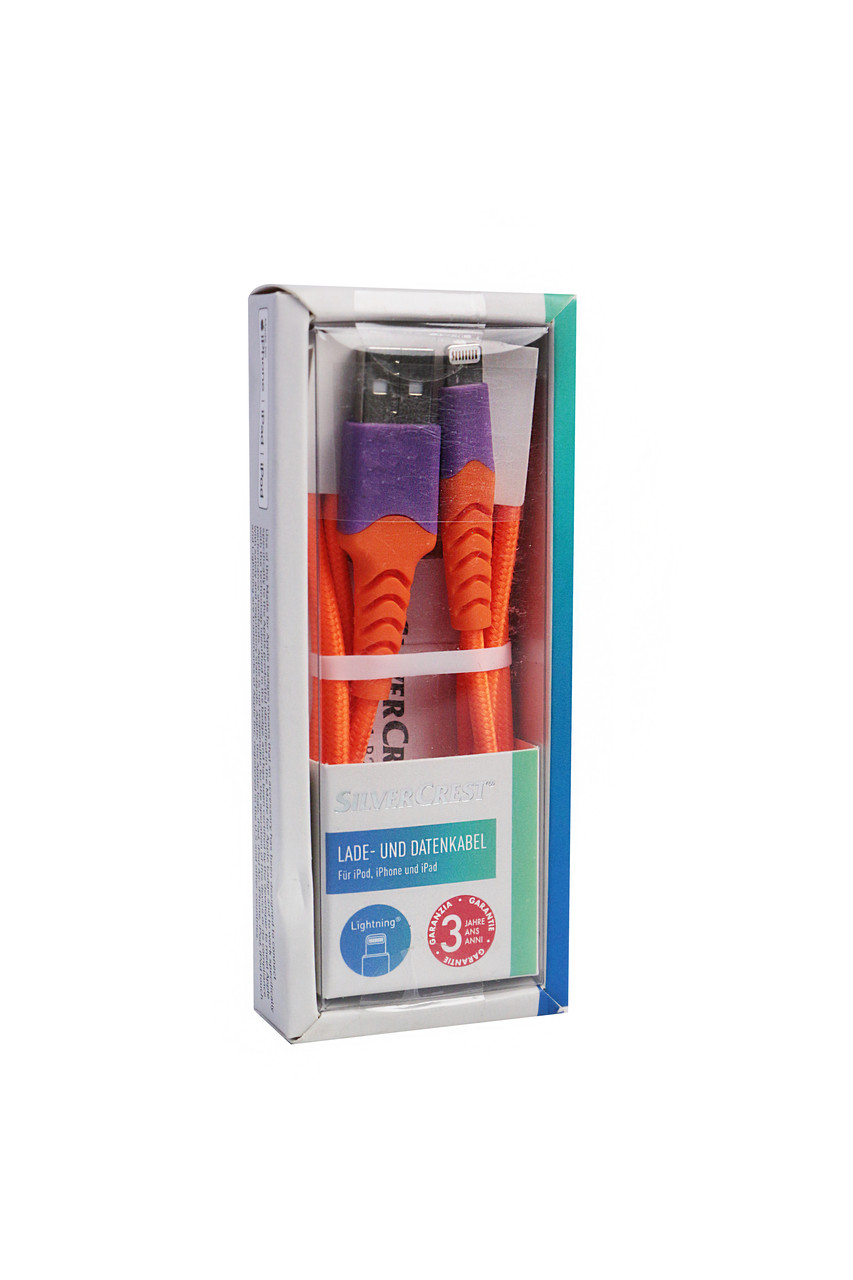 Кабель для Зарядки и Передачи Данных Оранжевый USB/LIGHTNING Silver ...