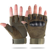 Тактические беспалые перчатки (велоперчатки, GN1, мотоперчатки) Eagle Tactical ET-01 Green Размер L, Хорошее