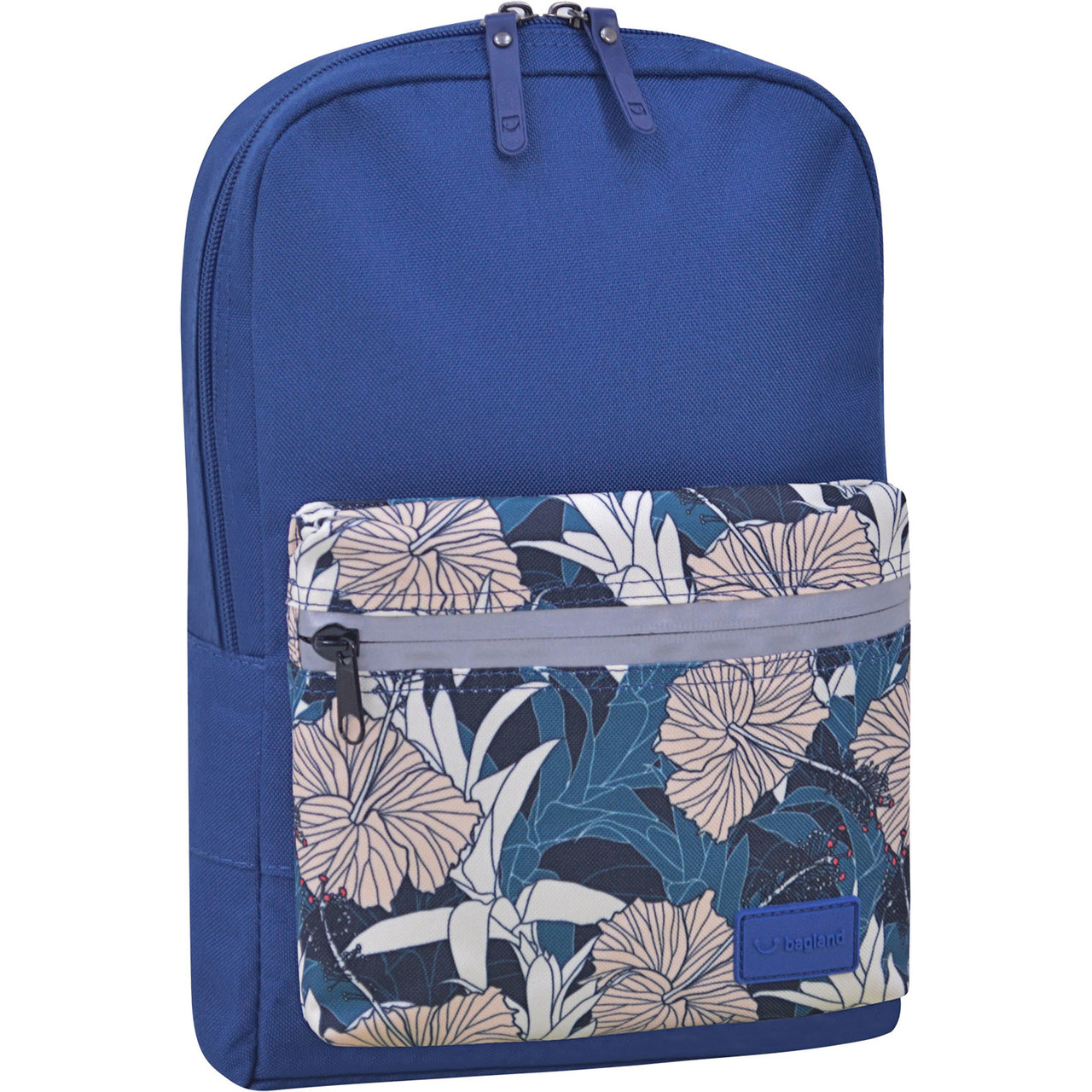 Жіночий рюкзак Bagland mini Молодіжний синій із квітковим принтом 8 л 766