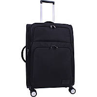 Дорожный черный чемодан на 4-х колесах Bagland Валенсия текстильный среднего размера 63 л (003796624)