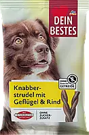 Закусочні палички для собак Dein Bestes Hundeleckerli Knabber Strudel mit Geflügel & Rind, 105 г