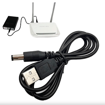 Кабель перехідник для підключення роутера від павербанка USB to DC з перетворювачем напруги (5V to 12V) Black