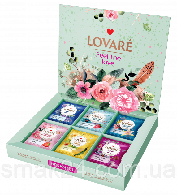 Чай Lovare Асорті "Букет" Bouquet 6 видів по 5 пакетів (30 шт.) у сумочці