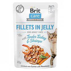 Brit Care Cat pouch вологий корм для кішок (індичка з креветками в желе) 85 гр