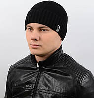 Зимний мужской черный комплект шапка снуд бафф зимний на флисе