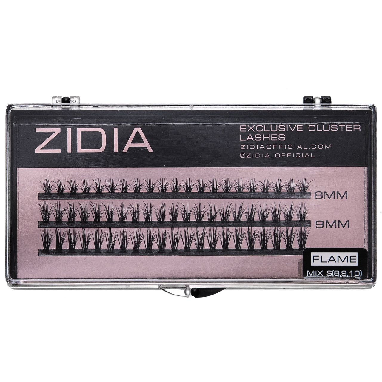 Накладні вії пучкові ZIDIA Cluster lashes FLAME Series C 0,10 Mix S (3 ряди, розмір 8, 9, 10 мм)