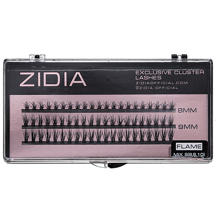 Накладні вії пучкові ZIDIA Cluster lashes FLAME Series C 0,10 Mix S (3 ряди, розмір 8, 9, 10 мм), фото 1
