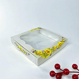 Коробка для пряника, 200*200*30 мм, з вікном, "Соняшники"