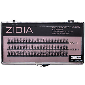 Накладні вії пучкові ZIDIA Cluster lashes FLAME Series C 0,10 Mix M (3 ряди, розмір 9, 10, 11 мм)